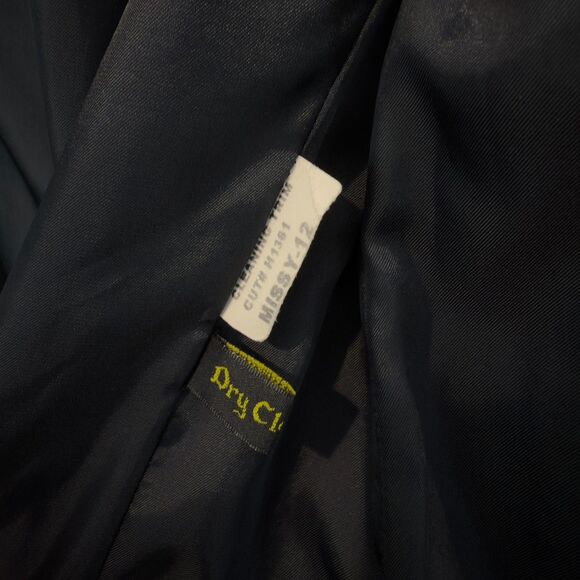 Vintage Jacob Siegel Black Wool Flannel Long Black Coat Sz Missy 12 - Picture 5 of 6